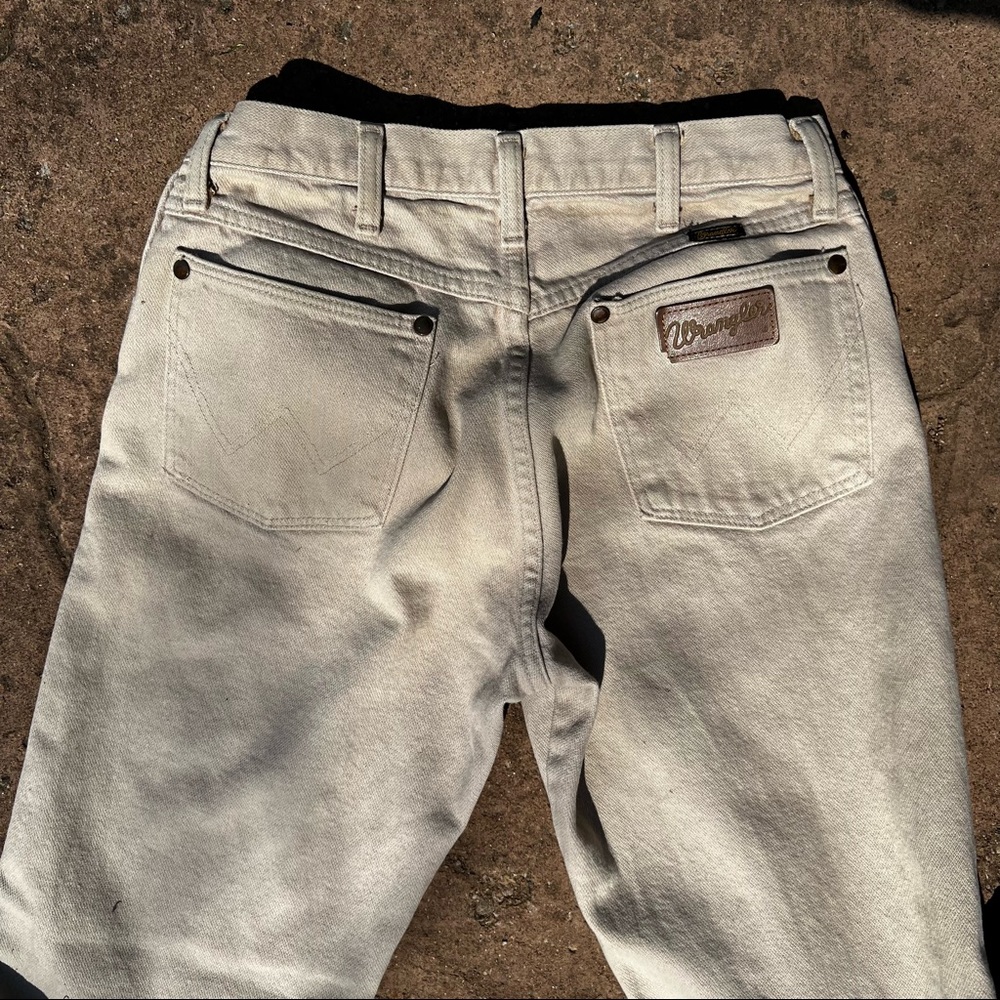 Mens Cream Wrangler Jeans 28x30